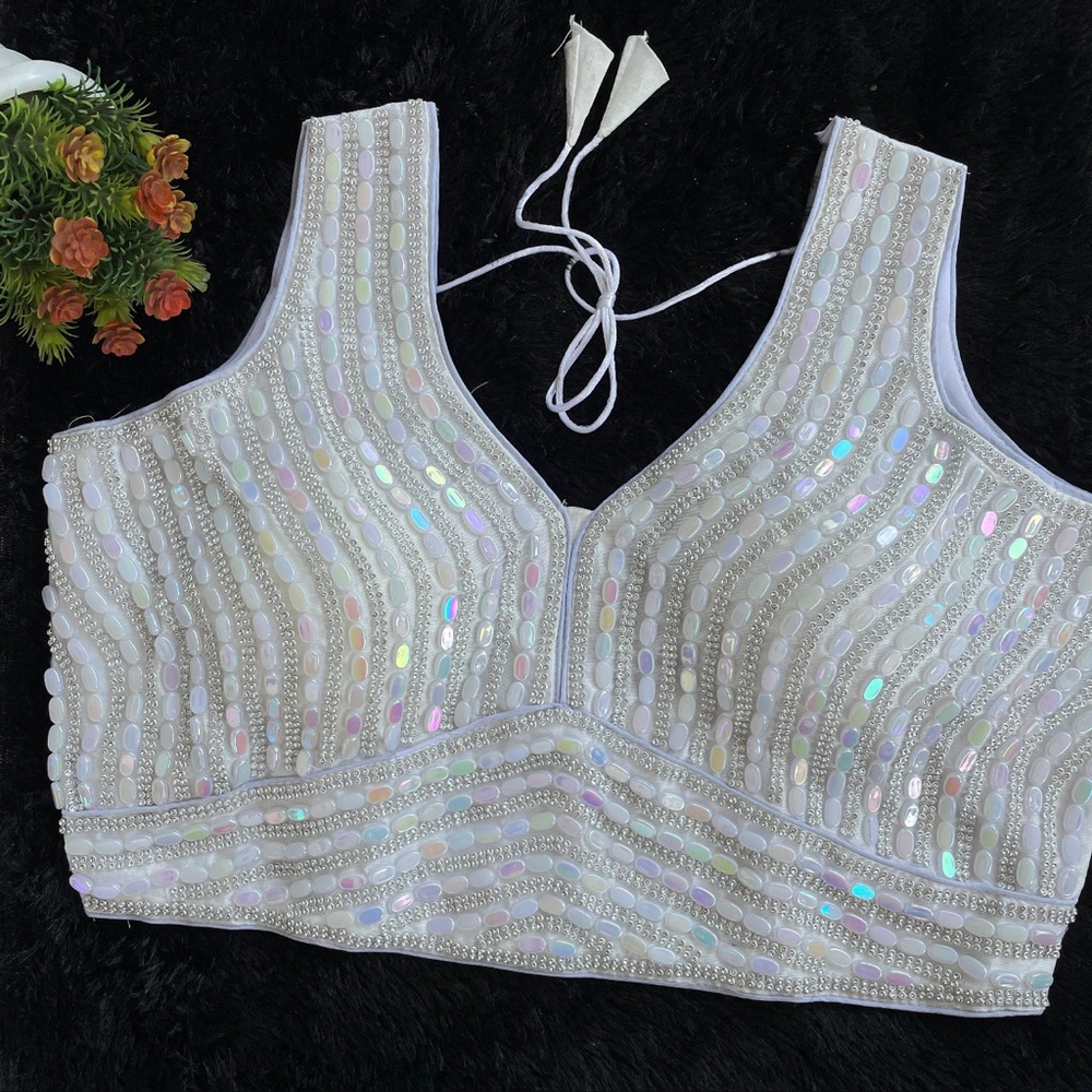 Elegant White Sequin Women's Top